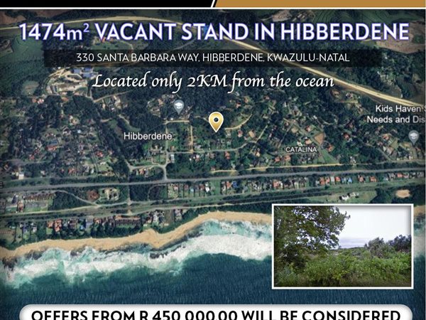 1474 m² Land available in Hibberdene